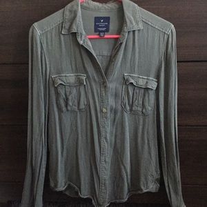 American Eagle Green Boyfriend Shirt